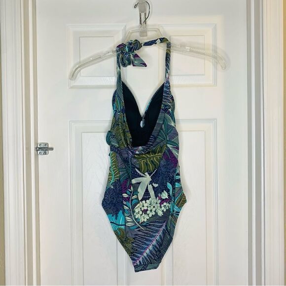 Coastal Blue Tropical Print One Piece Swimsuit Size XS - Picture 11 of 11